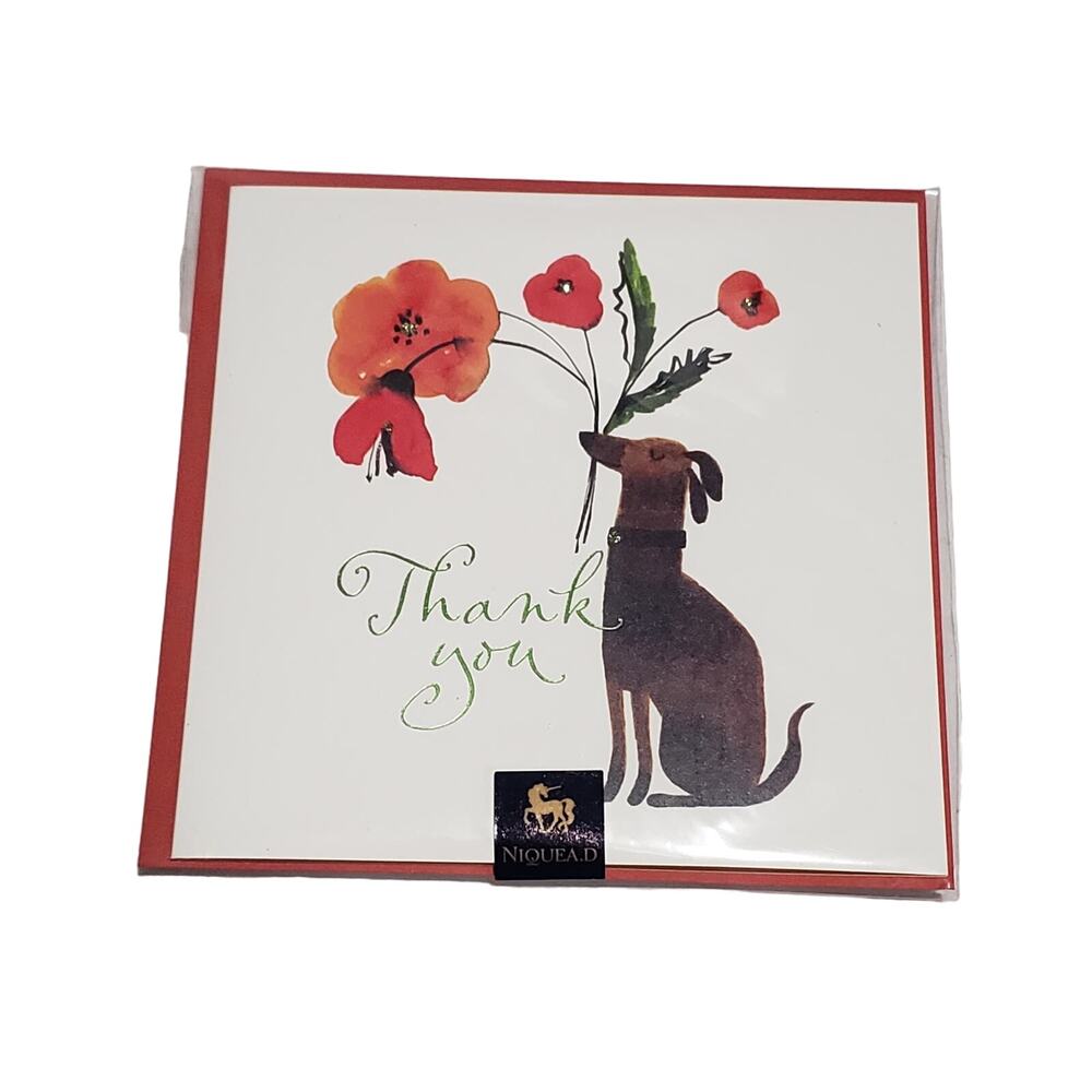 NIQUEA.D Thank You Dog Holding Flower "You're The Best" Luxury Card
